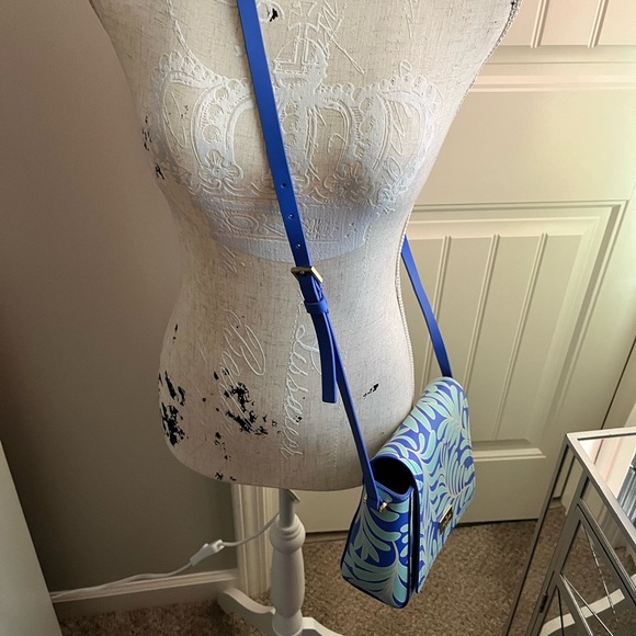 NEW Kate Spade Arbour Hill Avva Blue Green Printed Seaferns Leather Crossbody - Picture 12 of 16